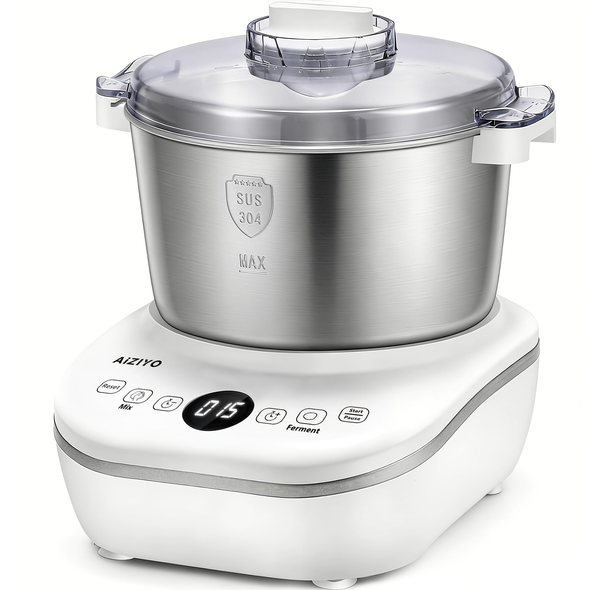 5.2 Quart Electric Dough Mixer, 304 Food-Grade Stainless Steel Bowl, Lightweight Portable Dough Maker with Fermentation Mode, Multipurpose Kitchen Appliance for Baking Bread, Pizza, Pasta and Cookies