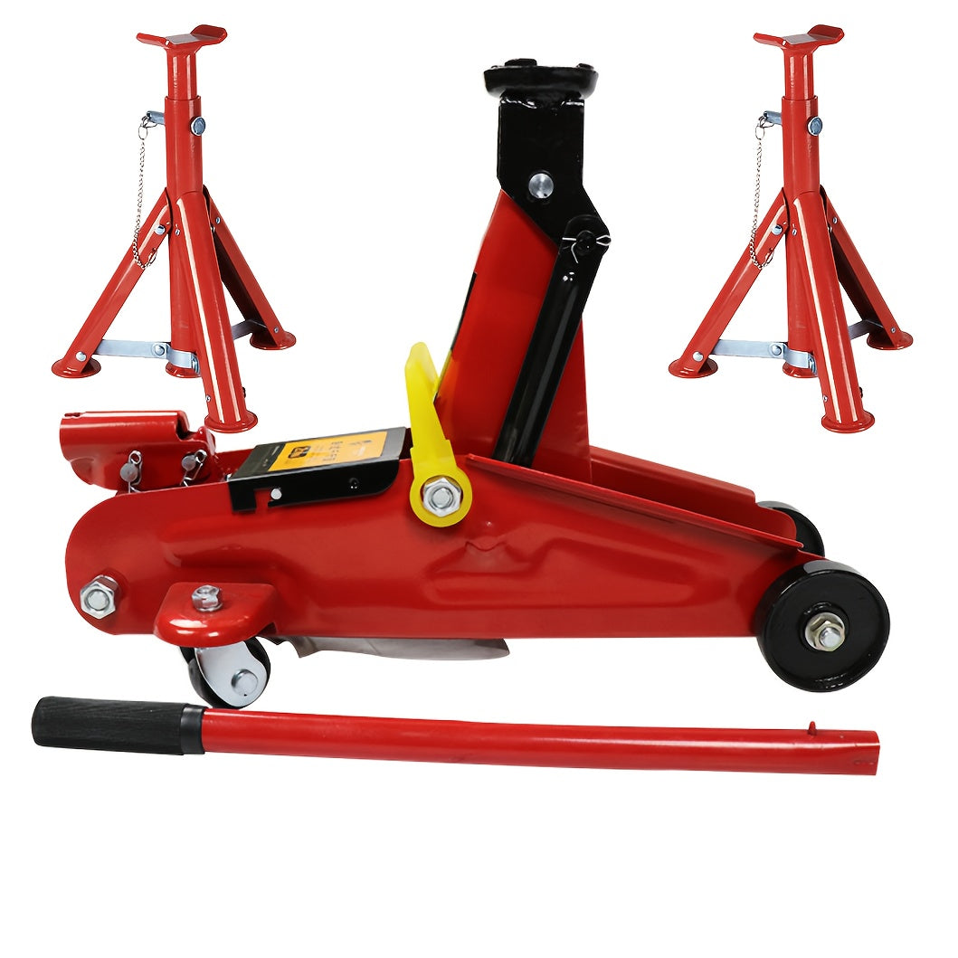3 Ton Jack Stands (2-Pack) / 2 Ton Horizontal Hydraulic Floor Jack, Heavy-Duty Car Jack for Vehicle Repair & Maintenance