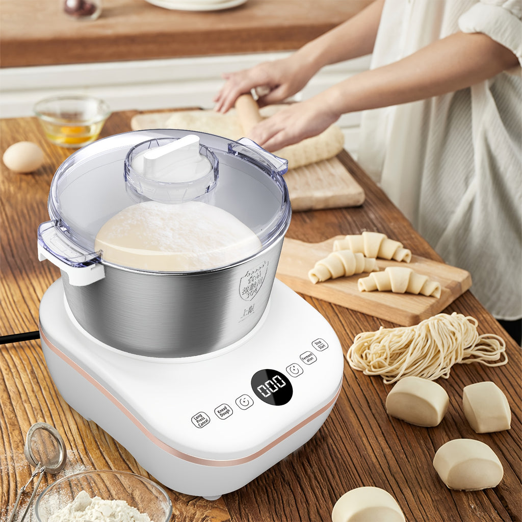 5.2 Quart Electric Dough Mixer, 304 Food-Grade Stainless Steel Bowl, Lightweight Portable Dough Maker with Fermentation Mode, Multipurpose Kitchen Appliance for Baking Bread, Pizza, Pasta and Cookies