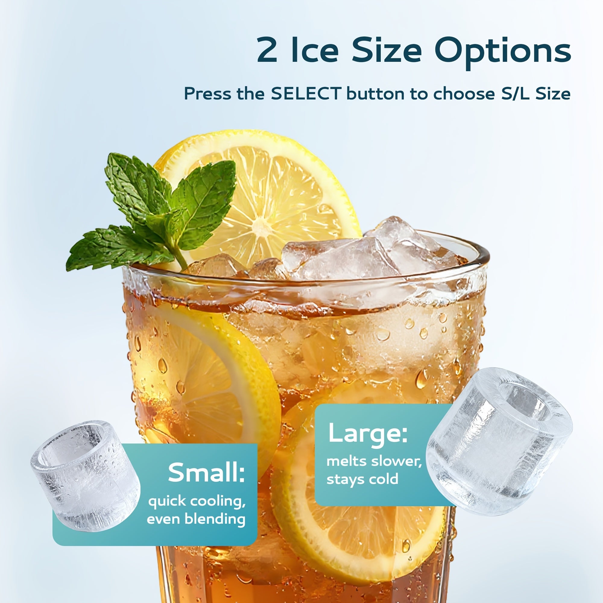 ICYGLEE Countertop Portable Ice Maker, Built-in Handle, Makes 9 Ice Cubes in 6 Minutes, 26/29/34 lbs Per Day Production, Self-Cleaning Ice Machine with Basket and Scoop, for Home, RV, Camping & Outdoor Use