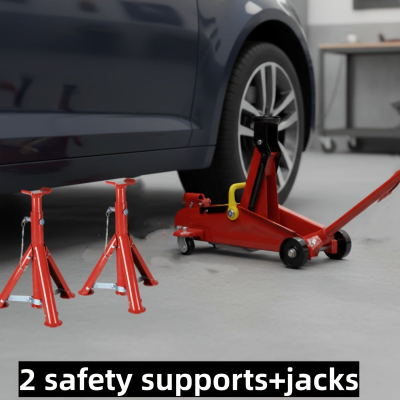 3 Ton Jack Stands (2-Pack) / 2 Ton Horizontal Hydraulic Floor Jack, Heavy-Duty Car Jack for Vehicle Repair & Maintenance