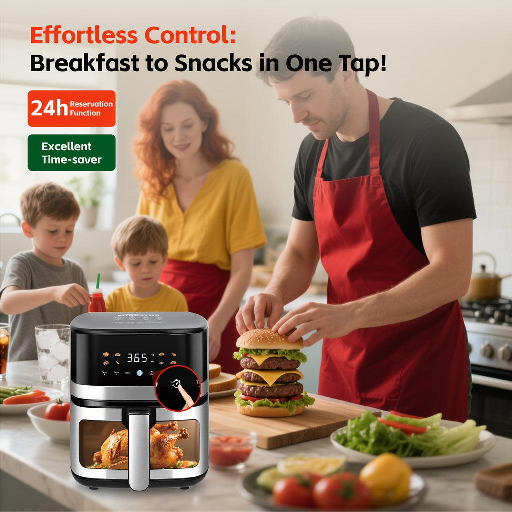 1400W Digital Air Fryer, 5.8 QT Large Capacity, Adjustable Temp & Time, Multi-Cooker for Meat, Veggies & Frozen Food, Stainless Steel Portable Air Fryer for Home, Dorm and Office