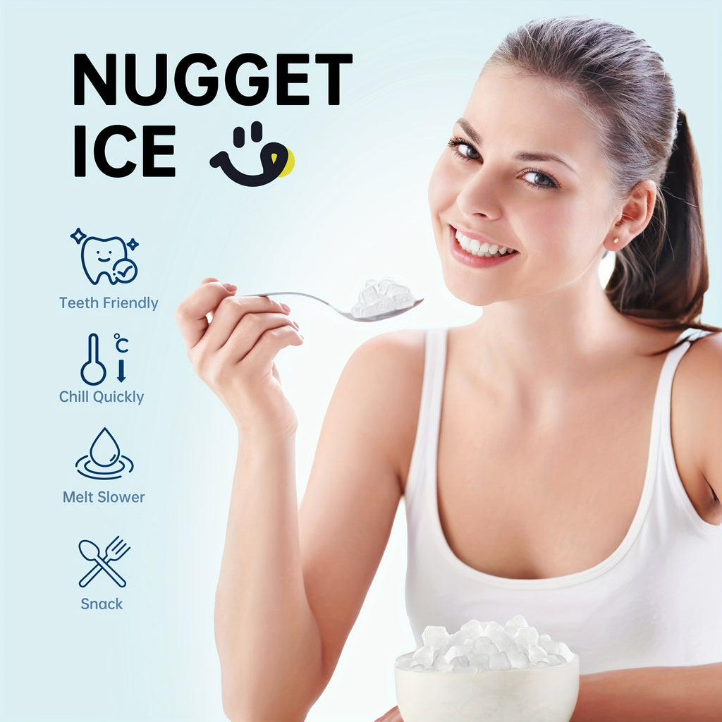 ICYGLEE Countertop Portable Ice Maker, Built-in Handle, Makes 9 Ice Cubes in 6 Minutes, 26/29/34 lbs Per Day Production, Self-Cleaning Ice Machine with Basket and Scoop, for Home, RV, Camping & Outdoor Use