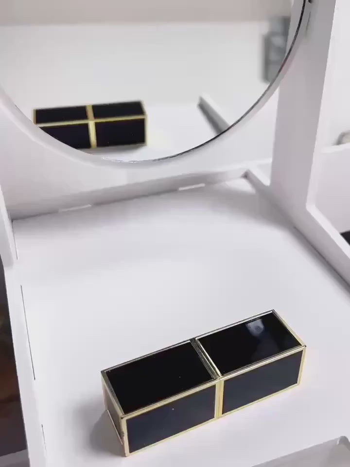Portable Cosmetic Storage Box with 360° Rotating Cat Head Mirror, Easy Assembly Desktop Beauty Organizer, Multi-Purpose for Dressing Table, Bathroom Counter, Ideal Gift Giving Option